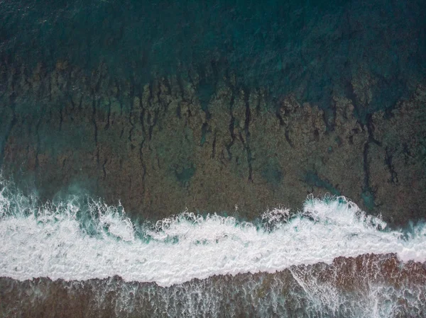 Okyanusta riff. Hint Okyanusu'ndaki Mauritius Adası. 2019