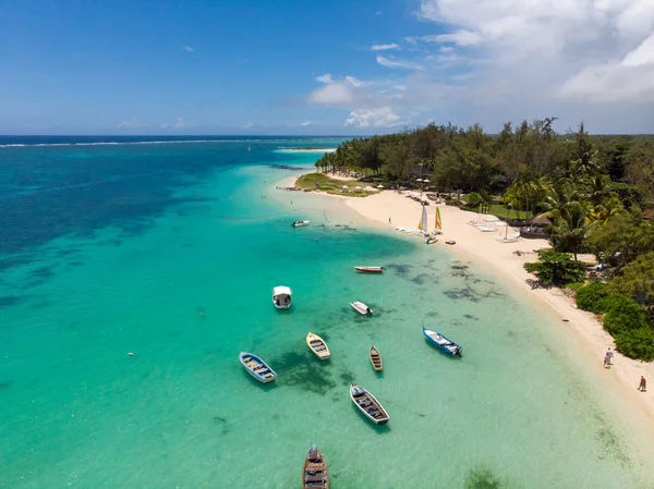 Plaża Mauritius Oceanie Indyjskim Zdjęcie Lotnicze Zrobione Drona — Zdjęcie stockowe