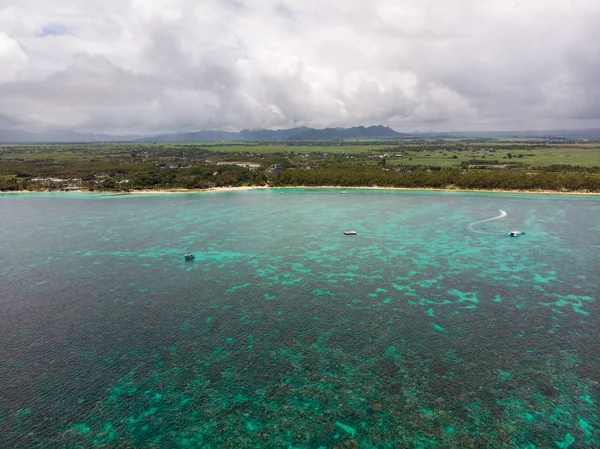 Praia Maurícia Oceano Índico Fotografia Aérea Tirada Drone — Fotografia de Stock