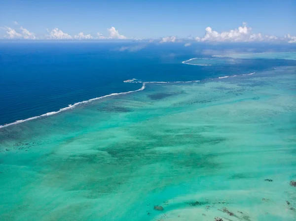 Praia Maurícia Oceano Índico Fotografia Aérea Tirada Drone — Fotografia de Stock