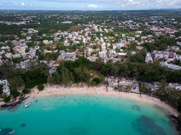 Pereybere Public Beach Mauritius Indische Oceaan Drone Foto Rechtenvrije Stockfoto's