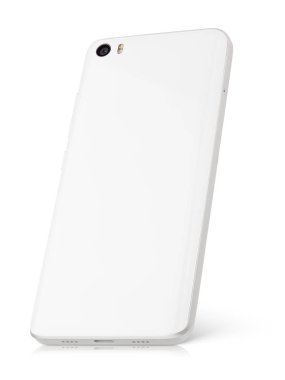 Arkadan görünüşü modern beyaz smartphone ile kamera ve flaş standları beyaz arka plan üzerinde izole. Kırpma yolu ile akıllı telefon