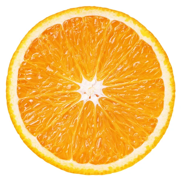 Ovanifrån Mogna Slice Orange Citrusfrukt Isolerad Vit Bakgrund Med Urklippsbana — Stockfoto