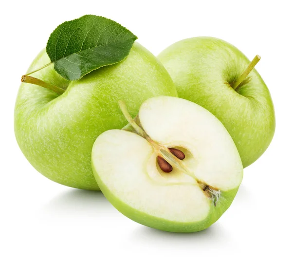 Ομάδα Των Ώριμων Και Πράσινο Μήλο Φρούτα Την Apple Μισό — Φωτογραφία Αρχείου