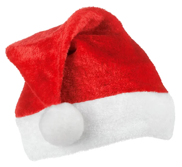 Babbo Natale Natale Cappello Rosso Isolato Sfondo Bianco — Foto Stock