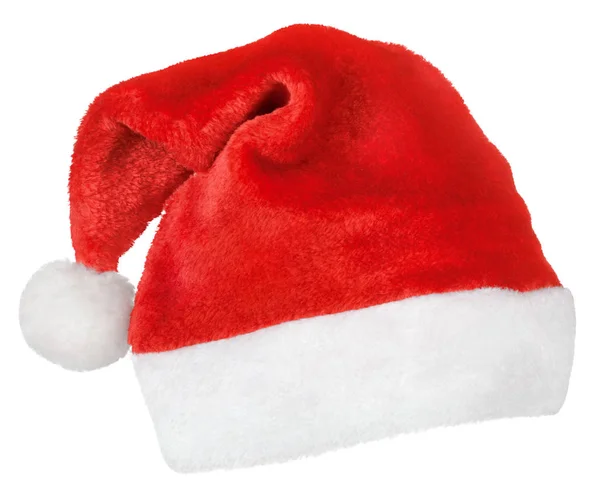 Chapeau Père Noël Noël Rouge Isolé Sur Fond Blanc — Photo