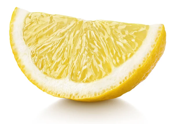 Rebanada Madura Cítricos Amarillos Limón Aislados Sobre Fondo Blanco Con — Foto de Stock
