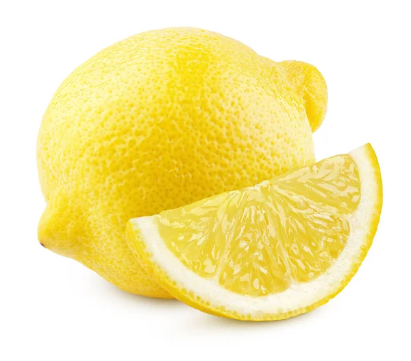 Sárga citrom citrus gyümölcs szelet fehér — Stock Fotó