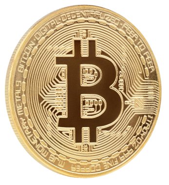 Altın Bitcoin cryptocurrency sikke beyaz arka planda izole
