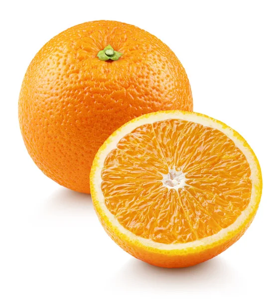 Orange citrus fruit with half isolated on white — Stock Photo, Image