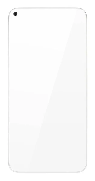 Front View Modern White Smartphone Empty Screen Isolated White Background — Stock Photo, Image