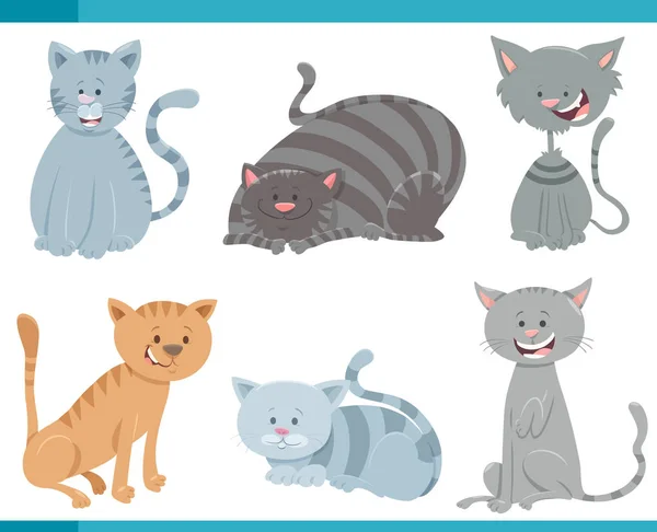 Cartoon Illustration Cute Cats Kittens Characters Set — Stock Vector