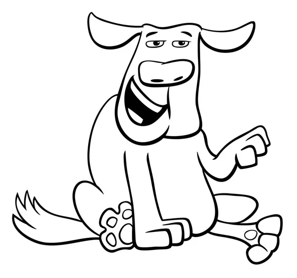 Dibujos Animados Blanco Negro Ilustración Divertido Perro Animal Personaje Libro — Vector de stock