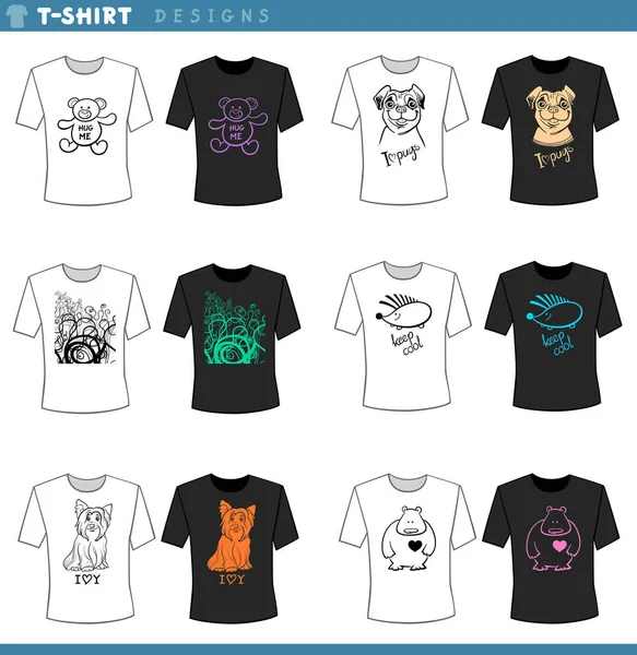 Ilustração Shirt Desenhos Animados Concept Design Templates Set — Vetor de Stock