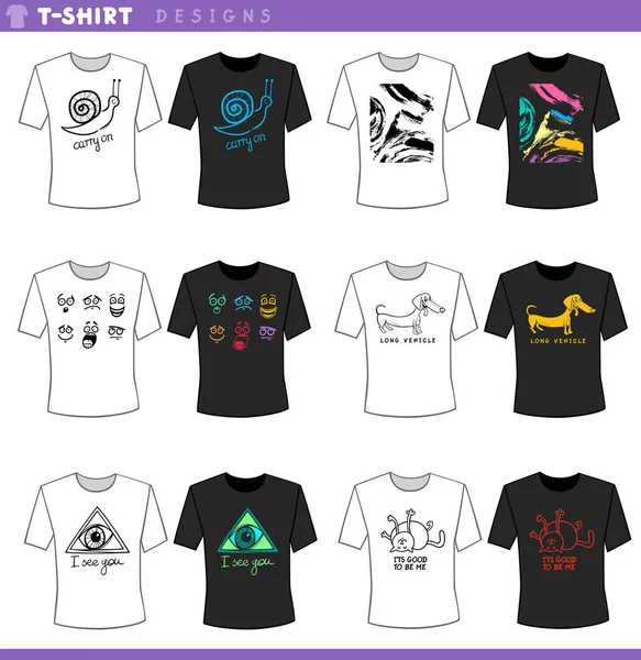 Illustration Collection Modèles Conception Dessins Animés Shirt — Image vectorielle