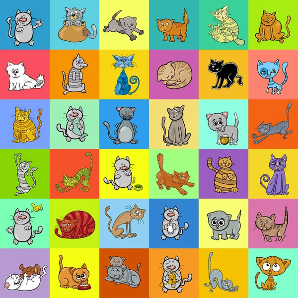 Zeichentrick Illustration Von Katzen Tierfiguren Muster Oder Dekoratives Papier Grafik — Stockvektor