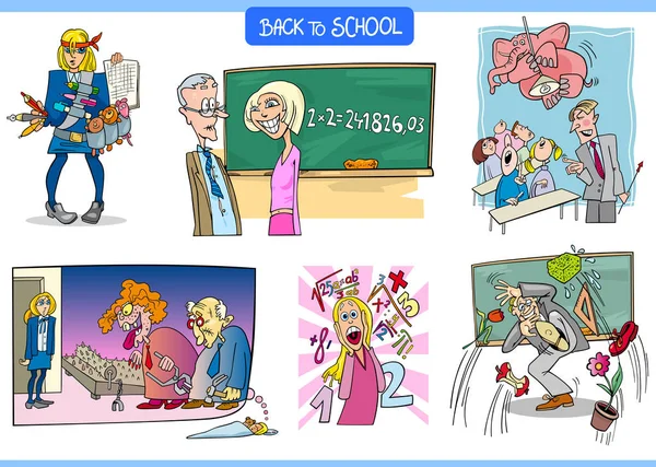 学校教育文字や状況設定の漫画イラスト — ストックベクタ
