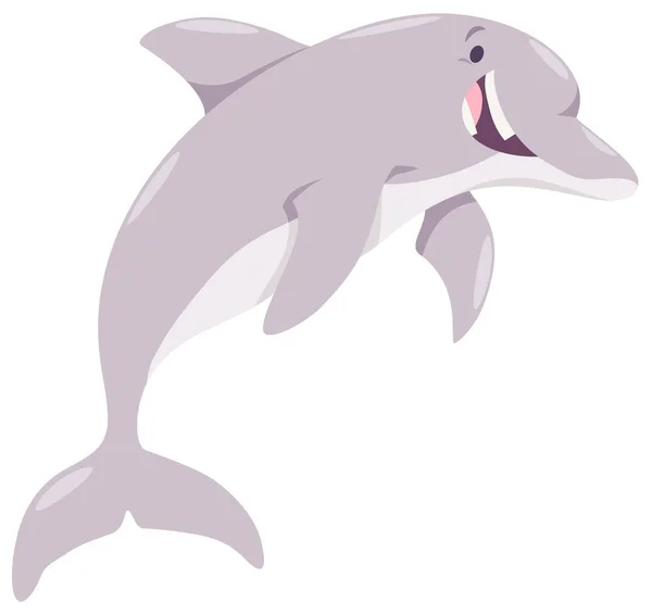 Καρτούν Εικονογράφηση Ζώων Χαρακτήρα Χαρούμενος Δελφίνι Στη Θάλασσα — Διανυσματικό Αρχείο