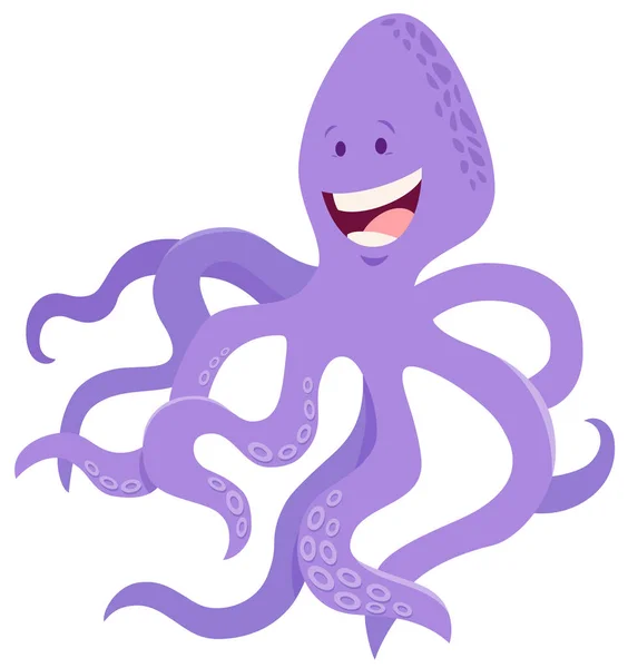 Cartoon Illustratie Van Gelukkig Octopus Zee Dier Karakter — Stockvector