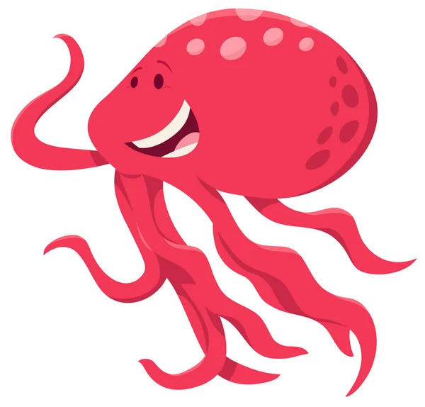 Cartoon Afbeelding Van Leuke Octopus Zee Dier Karakter — Stockvector