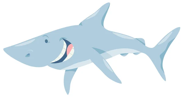 Cartoon Illustration Von Lustigen Hai Fischen Meerestiercharakter — Stockvektor