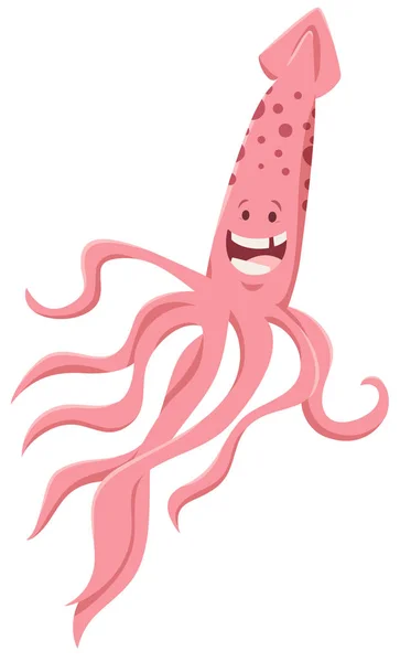 Ilustracja Kreskówki Funny Squid Sea Animal Character — Wektor stockowy