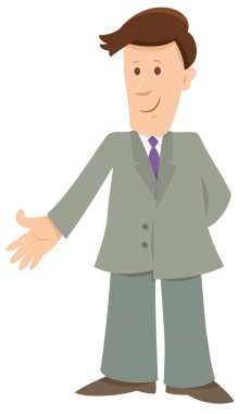 İşadamı ya da erkek takım elbise karakter karikatür çizimi