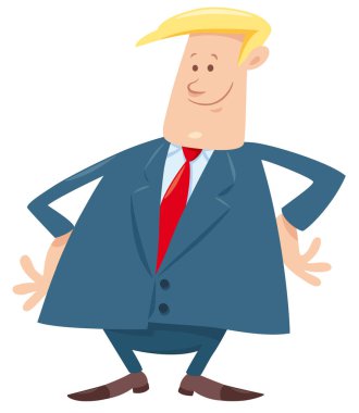 İşadamı ya da erkek takım elbise veya patron karakter karikatür çizimi