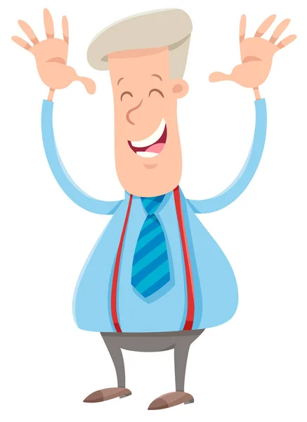 Καρτούν Εικονογράφηση Ευτυχής Επιχειρηματίας Άνθρωπος Στο Κοστούμι Χαρακτήρα — Διανυσματικό Αρχείο