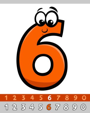 Cartoon Illustrations of Six Basic Number Character Educational Collection clipart