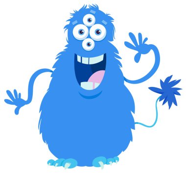 Komik canavar ya da garip fantezi hayvan karakter karikatür çizimi