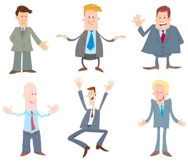 Cartoon Illustration Businessmen Managers Karakter Dalam Setelan - Stok Vektor