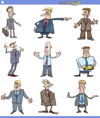 komik adam ya da iş adamları karakter kümesi karikatür çizimi