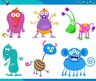 Çizgi film çizimler komik fantastik canavarlar ya da Frights karakter küme