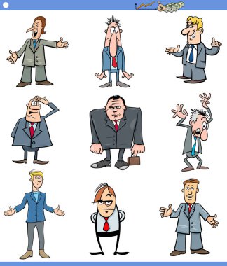 Çizgi film illüstrasyon erkekler ya da iş adamları karakter küme