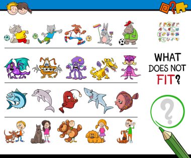 Çizgi film illüstrasyon bulma hayvanlar ve çocuklar ile bir satır eğitim oyununda sığmayan resim