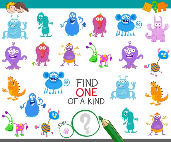 Rajzfilm Illusztráció Található Egyik Kedves Oktatási Játék Gyerekeknek Szörny Karakterekkel — Stock Vector