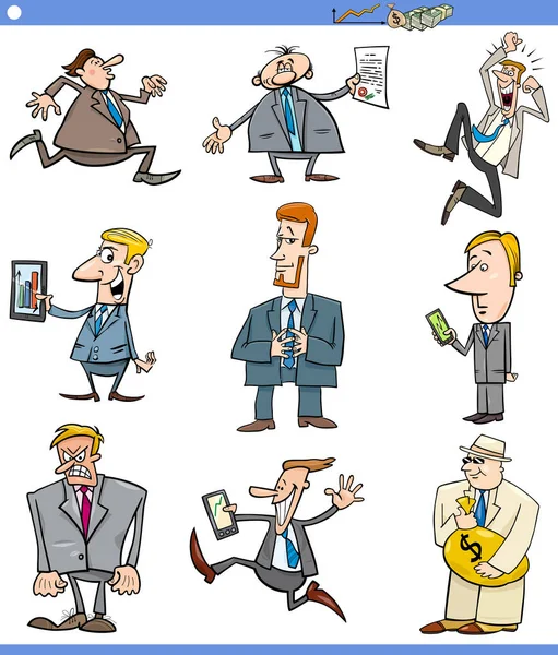 Cartoon Illustration Businessmen Characters Set — Stock Vector