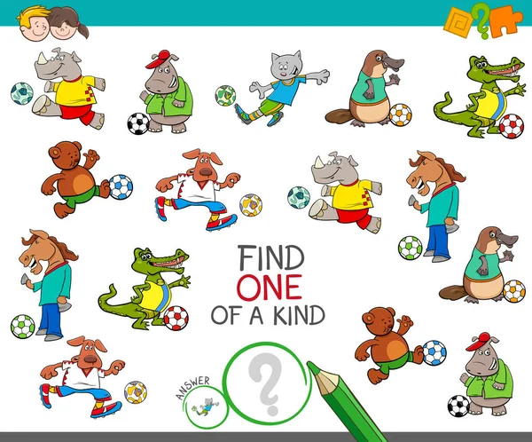 Cartoon Illustration Find One Kind Picture Jogo Atividade Educativa Para — Vetor de Stock