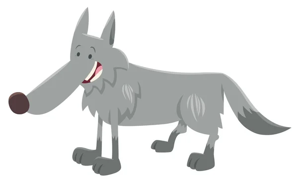 Ilustración Dibujos Animados Lobo Gris Carácter Animal Salvaje — Archivo Imágenes Vectoriales