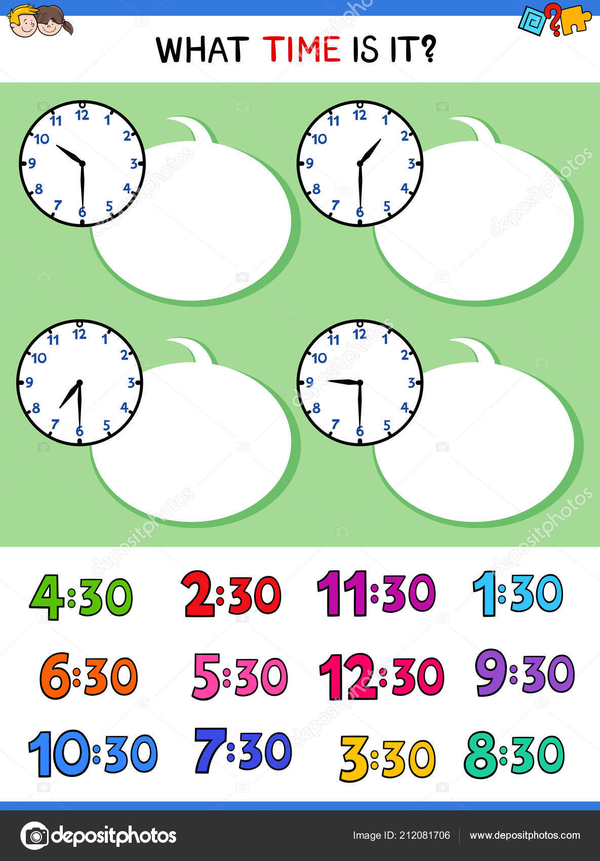 Cartoon Illustrations Telling Time Educational Worksheet Clock Face Children Stock Vector Image By C Izakowski Cartoon Illustrations Telling Time Educational Worksheet Clock Face Children Stock Vector Image By C Izakowski