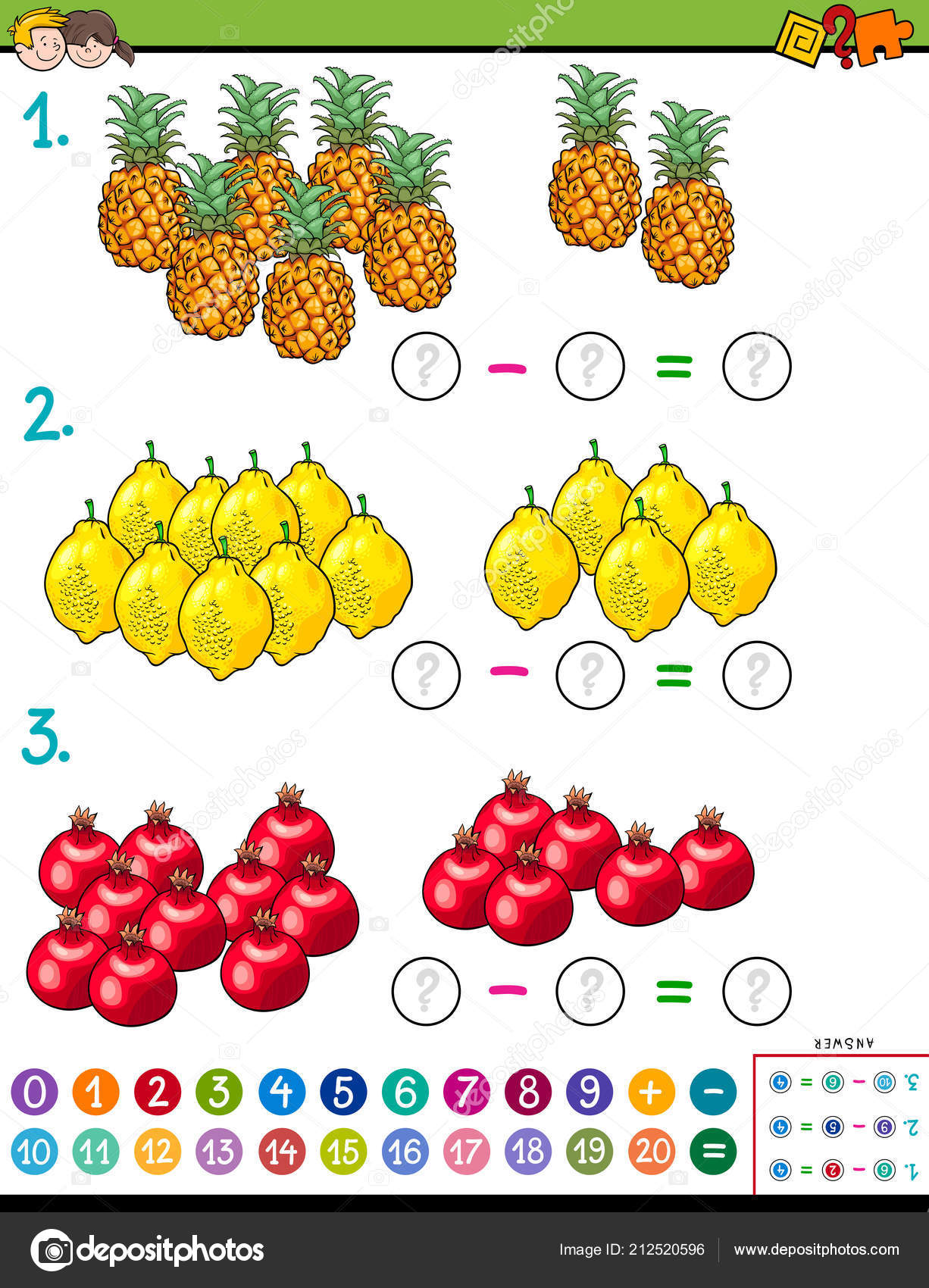 Frutas dos desenhos animados nas férias de verão quiz do jogo de matemática