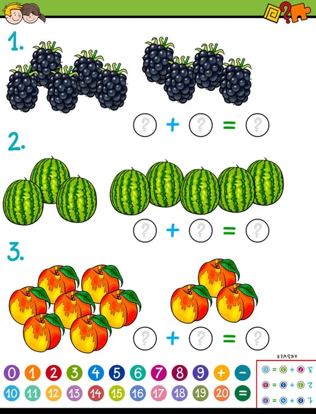 Meyve ile okul öncesi ve ilköğretim çağındaki çocuklar için eğitim matematiksel hesaplama Puzzle oyunu çizgi film gösterimi