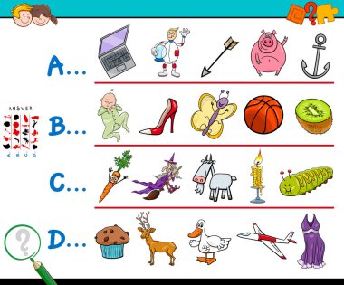 Karikatür çizim çocuklar için Sevk mektubu eğitim oyun kitabıyla başlayan resim bulma