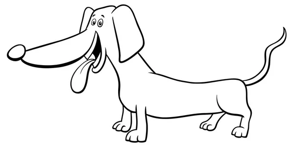 Dibujos Animados Blanco Negro Ilustración Divertido Perro Dachshund Pura Raza — Vector de stock