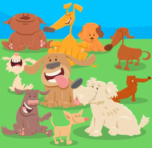 Καρτούν Εικονογράφηση Από Σκυλιά Και Κουτάβια Χαρακτήρες Ζώων Συντροφιάς — Διανυσματικό Αρχείο