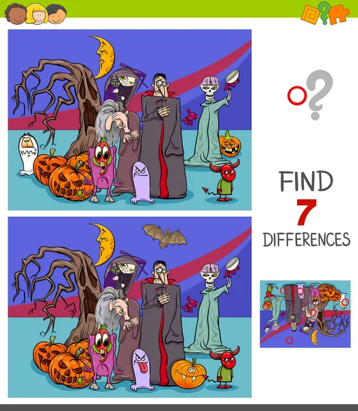 Desenhos Animados Ilustração Encontrar Sete Diferenças Entre Fotos Jogo Educativo —  Vetores de Stock