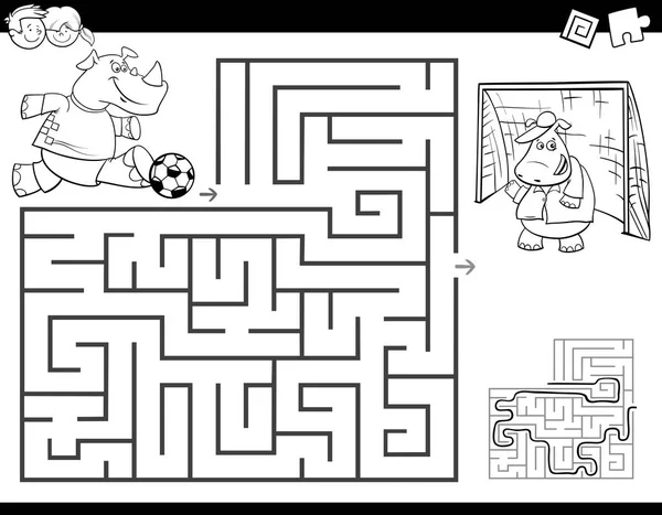 Svart Och Vit Tecknad Illustration Utbildning Labyrint Eller Labyrint Aktivitet — Stock vektor