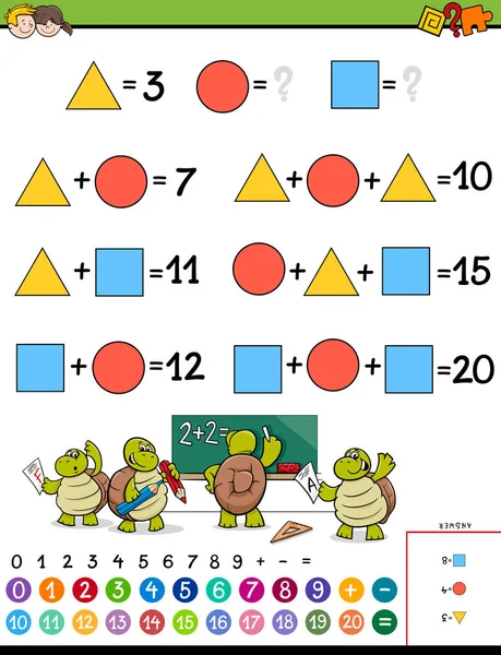 Ilustración Dibujos Animados Cálculo Matemático Educativo Juego Puzzle Para Niños — Vector de stock