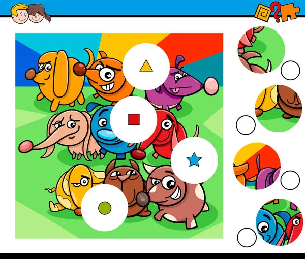 Cartoon Illustration Der Pädagogischen Match Die Stücke Puzzle Spiel Für — Stockvektor